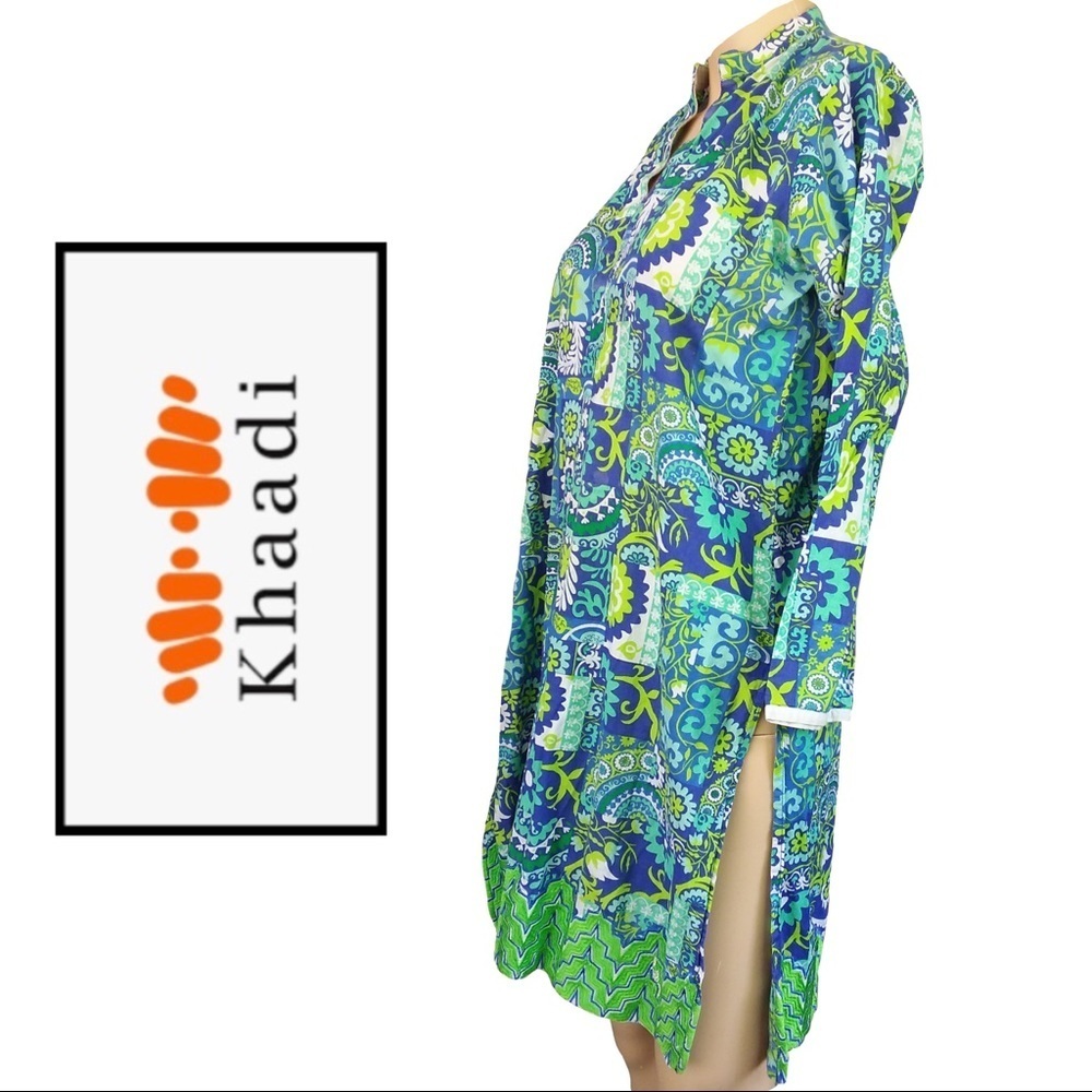 Khaadi Pret Kurta - Lime Green/ Blue
